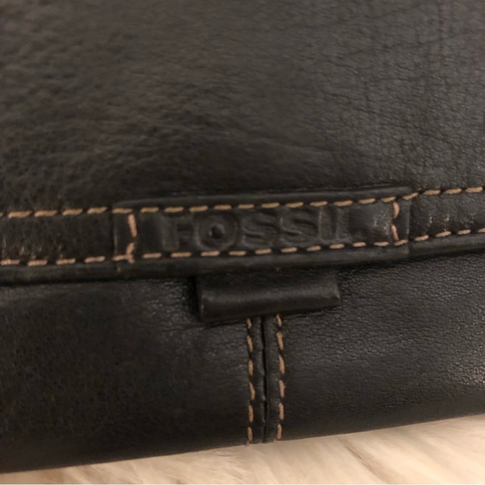 Fossil black leather coin card case wallet - Picture 3 of 10